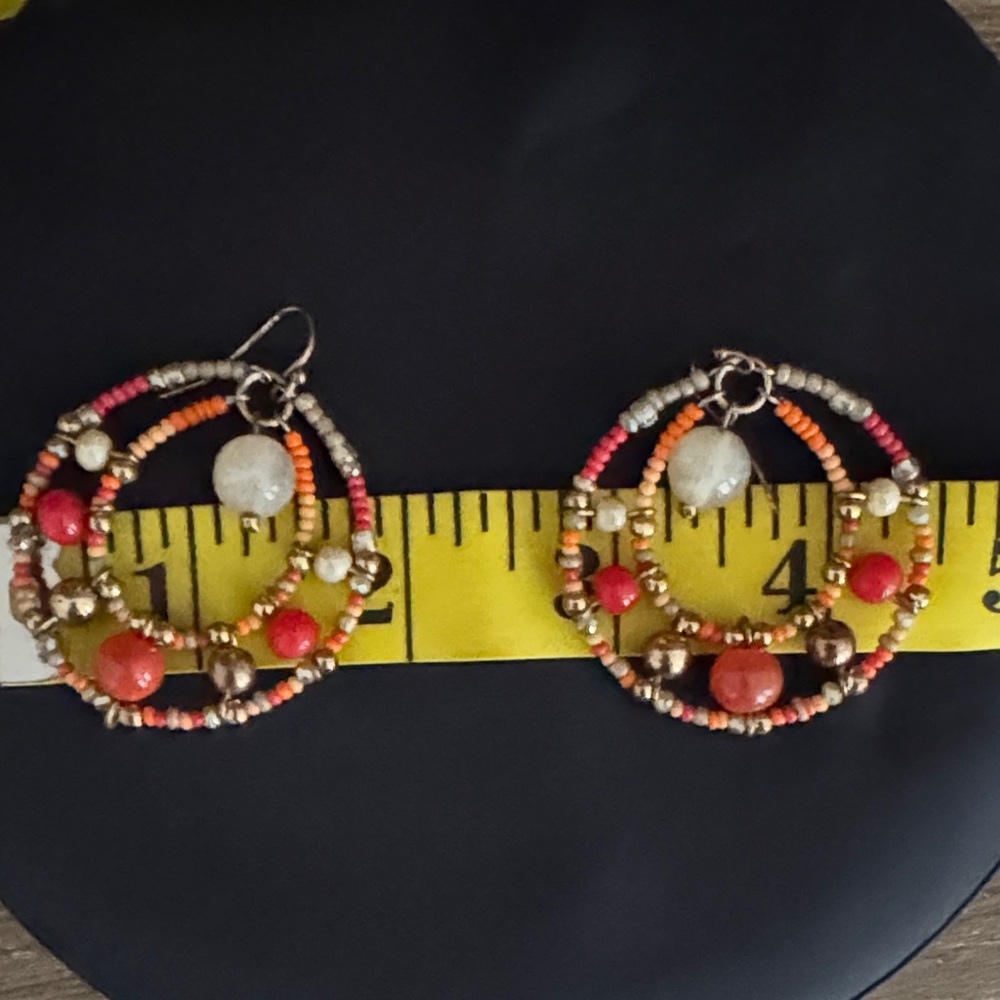 Chico's Multicolor Beaded Drop/ Hoop Earrings - Picture 6 of 6